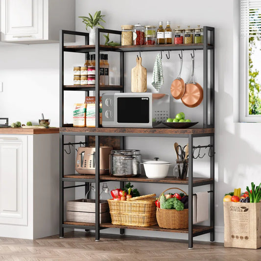 Kitchen Rack: 5-tiers Kitchen Baker's Rack with Hooks