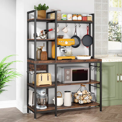 Kitchen Rack: 5-tiers Kitchen Baker's Rack with Hooks
