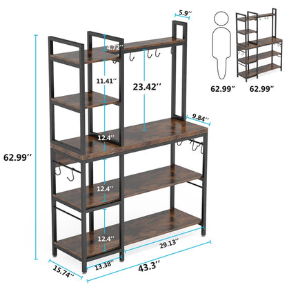Kitchen Rack: 5-tiers Kitchen Baker's Rack with Hooks