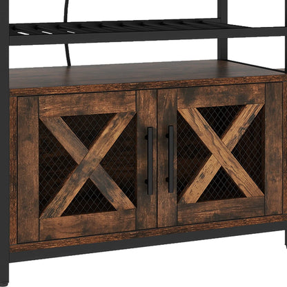 Kitchen Rack: 50.4" Baker's Rack with Power Outlet &amp; Bottle Storage