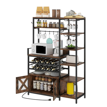 Kitchen Rack: 50.4" Baker's Rack with Power Outlet &amp; Bottle Storage