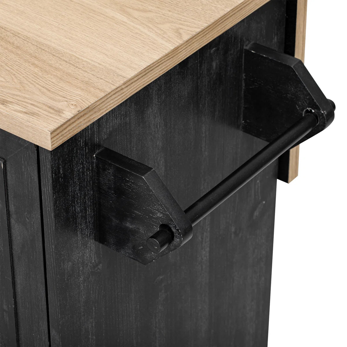 Kitchen Island Table: Farmhouse-Style Rolling Cart with Geometric Twill Stripe Design &amp; Drop Leaf