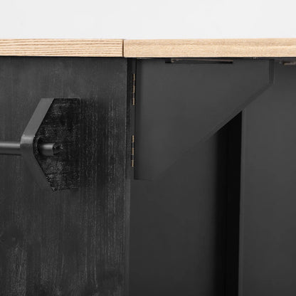 Kitchen Island Table: Farmhouse-Style Rolling Cart with Geometric Twill Stripe Design &amp; Drop Leaf