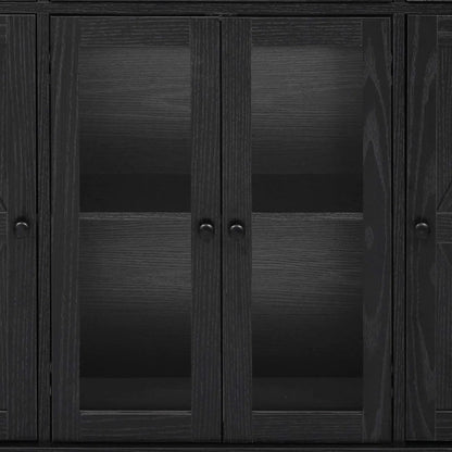 Kitchen Island Table: 53” wide Rolling Cart with Drop Leaf, Power Outlet &amp; Glass Cabinet Doors
