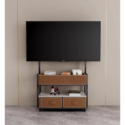 tv panel: 54.33" Two-Tone Solid Wood TV Stand with Rectangular Design