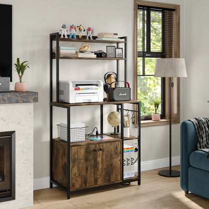 Kitchen Rack: 58'' Kitchen Pantry Cabinets with Microwave and Power Outlet Compatibility