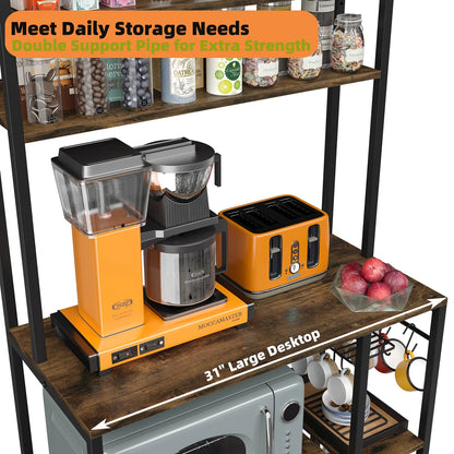 Kitchen Rack: 58'' Kitchen Pantry Cabinets with Microwave and Power Outlet Compatibility