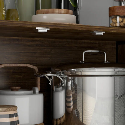 Kitchen Rack: 59'' Wide Steel Wood Kitchen Pantry Cabinet with 3 Drawers