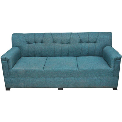 5 Seater Sofa Set: 3+1+1 Seater Sofa Set With 2 Puffy (Green, Jute)