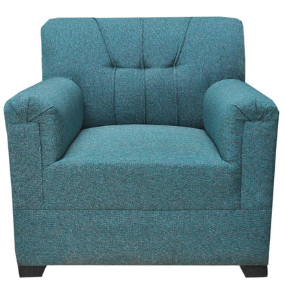 5 Seater Sofa Set: 3+1+1 Seater Sofa Set With 2 Puffy (Green, Jute)
