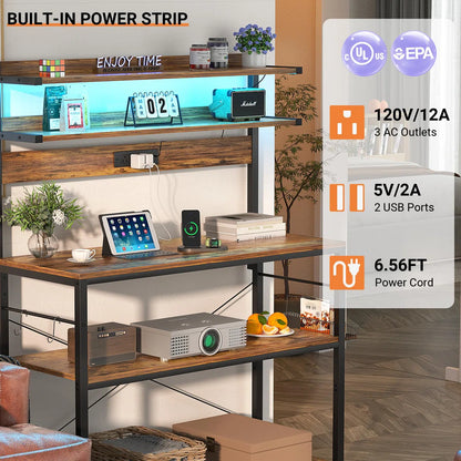 Kitchen Rack: 5 Tiers Coffee Bar Station with Led Lights