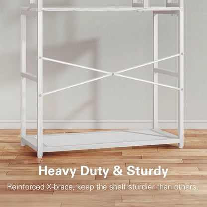 Kitchen Rack: 5 Tiers Microwave Stand with Storage, Heavy Duty Kitchen Shelves with Plugs, and 31.5 Inch Bakers Rack with 3 Power Outlets