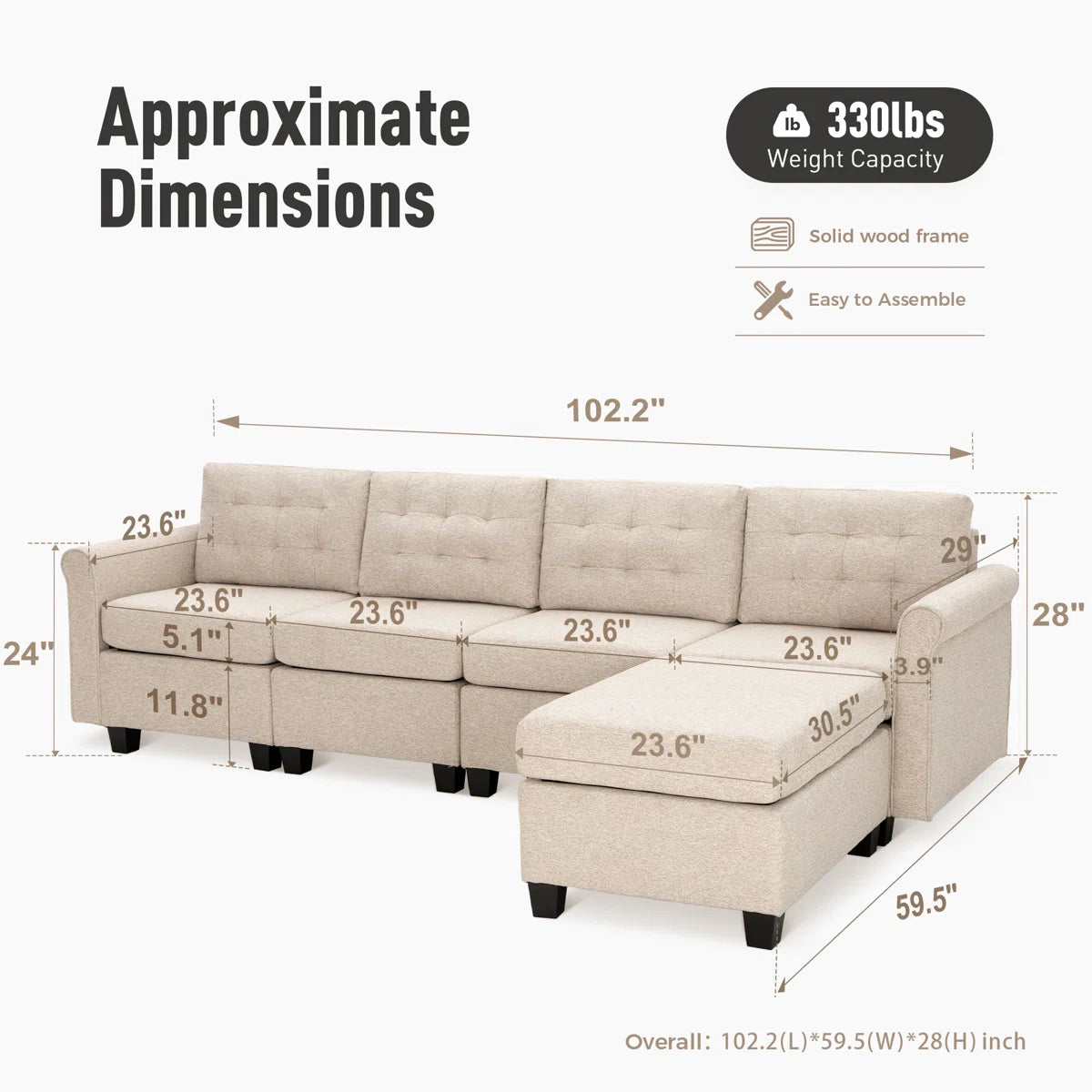 7 Seater Sofa Set: 5-Piece Ultra Corner Sectional Sofa