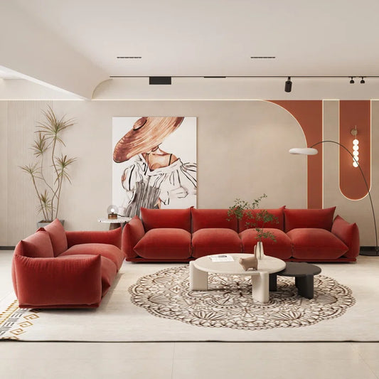 7 Seater Sofa Set: 2-Piece Chenille Fabric Sectional Sofa Set