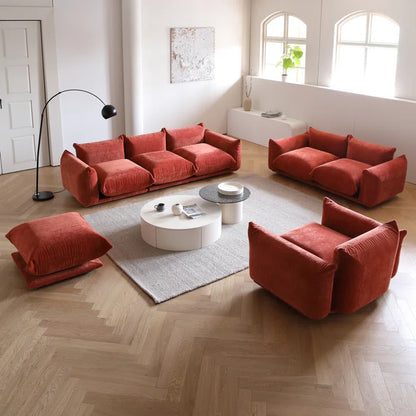 7 Seater Sofa Set: 4-Piece Chenille Fabric Sectional with Ottoman