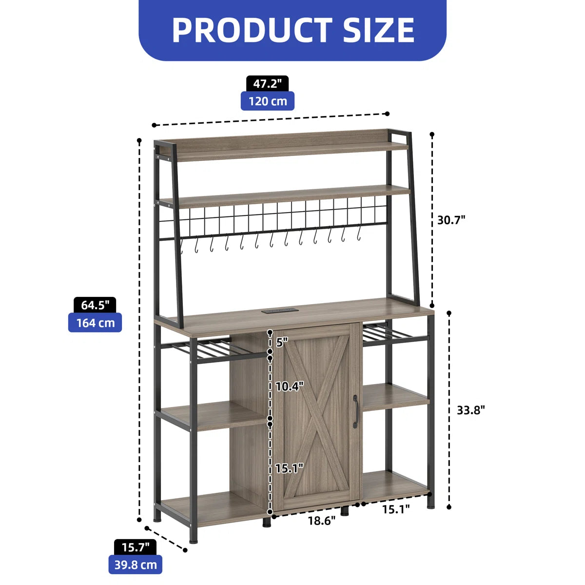 Kitchen Rack: 6-Tier Kitchen Baker's Rack with Hutch and Built-In Power Outlets
