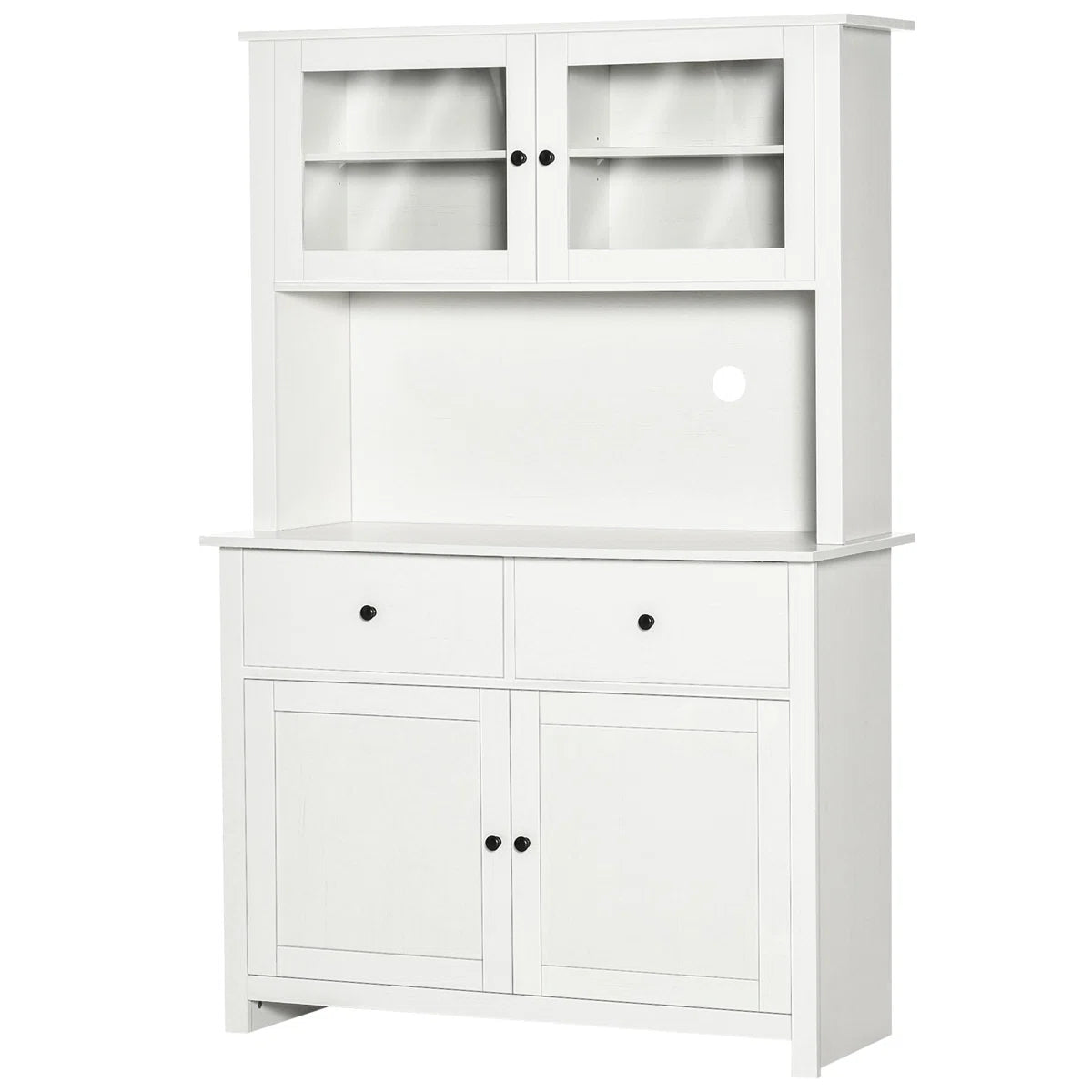 Microwave Stands :  63.5" Kitchen Buffet with Hutch, Glass Doors, Drawers & Microwave Cabinets