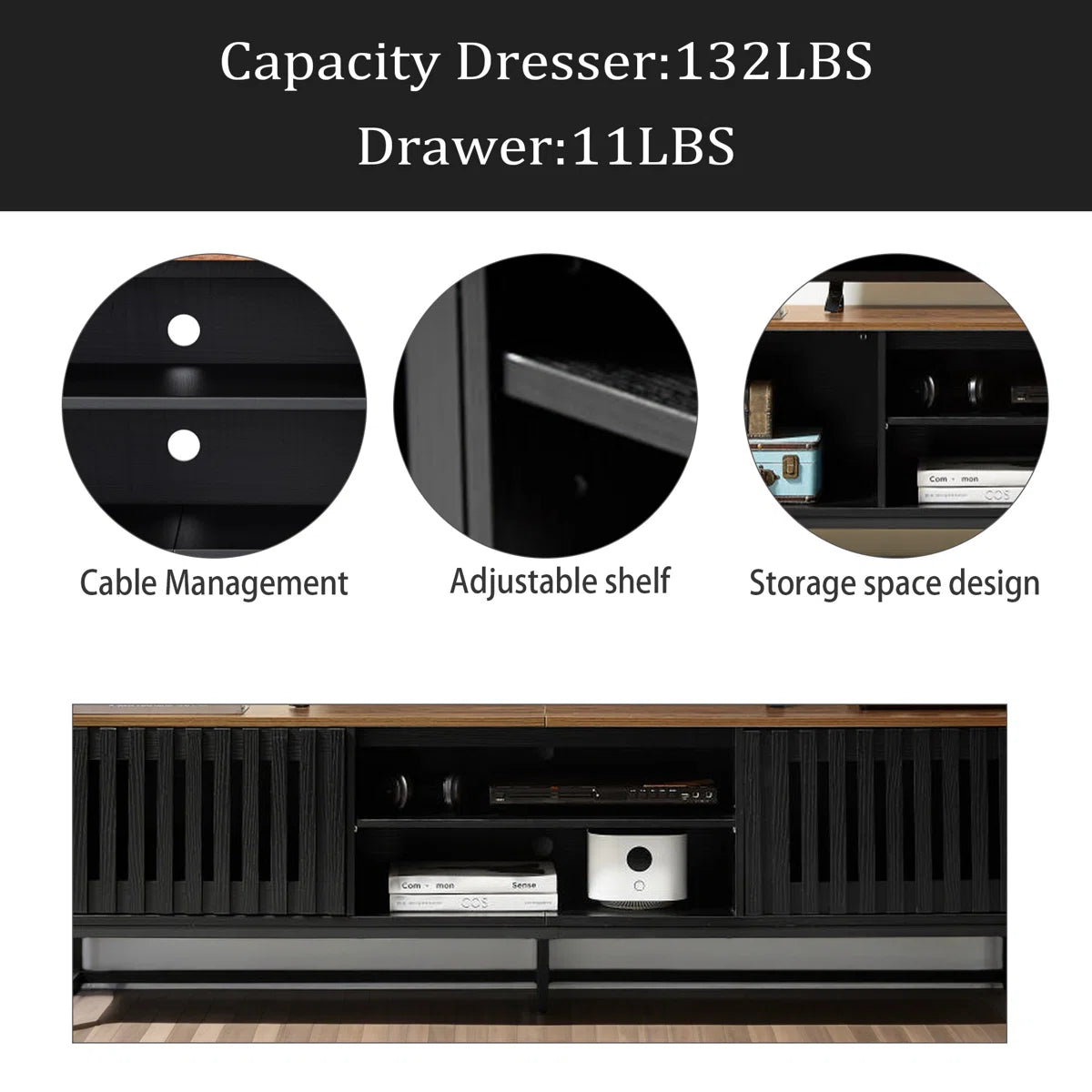 tv panel: 63 Inch Mid Century Modern tv panel with Slatted Grille Striped Doors, tv panel with Storage, Entertainment Center for Living Room, Bedroom, TV Media Console