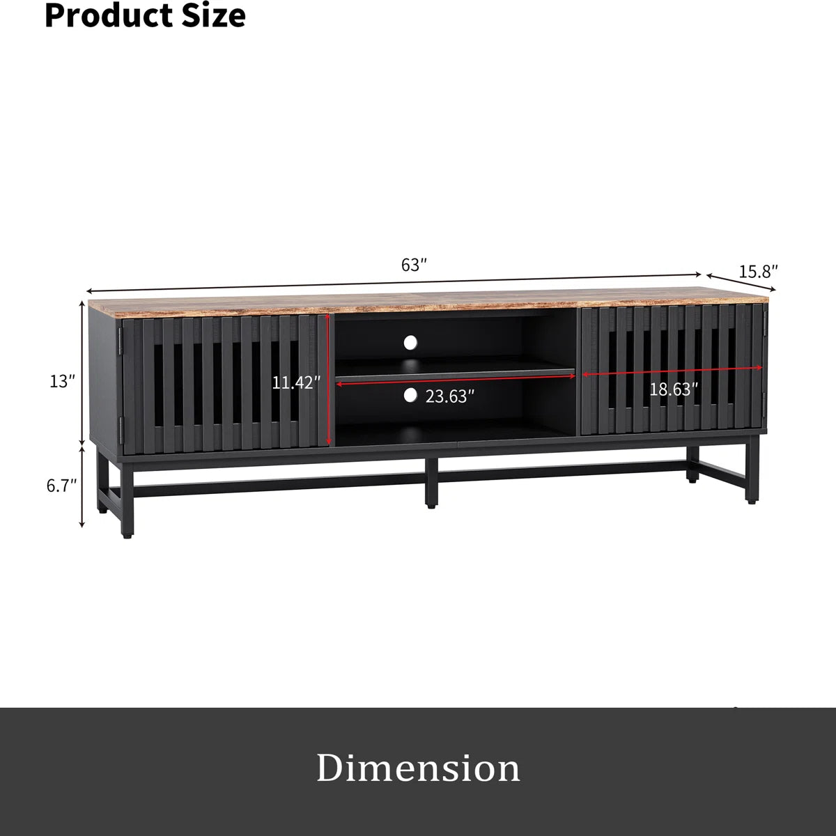 tv panel: 63 Inch Mid Century Modern tv panel with Slatted Grille Striped Doors, tv panel with Storage, Entertainment Center for Living Room, Bedroom, TV Media Console