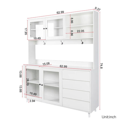 Microwave Stands:  63" Microwave Stands and Cabinets – Kitchen Hutch with large Storage
