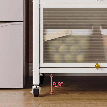 Kitchen Rack: 64'' Kitchen Pantry Storage Cabinet with Microwave Stand, 4 Rolling Wheels for Home