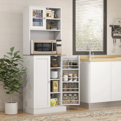 Microwave Stands: 66.5" Pantry Cabinet with Sideboard & Buffet Table for Kitchen Storage