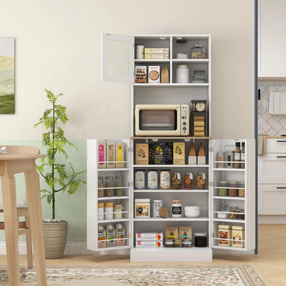 Microwave Stands: 66.5" Pantry Cabinet with Sideboard & Buffet Table for Kitchen Storage