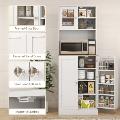Microwave Stands: 66.5" Pantry Cabinet with Sideboard & Buffet Table for Kitchen Storage