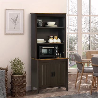 Microwave Stands: 69.25'' Kitchen Pantry Cabinet – Freestanding Microwave Stand with Storage Shelves