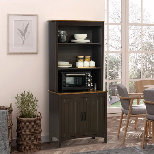 Microwave Stands: 69.25'' Kitchen Pantry Cabinet – Freestanding Microwave Stand with Storage Shelves