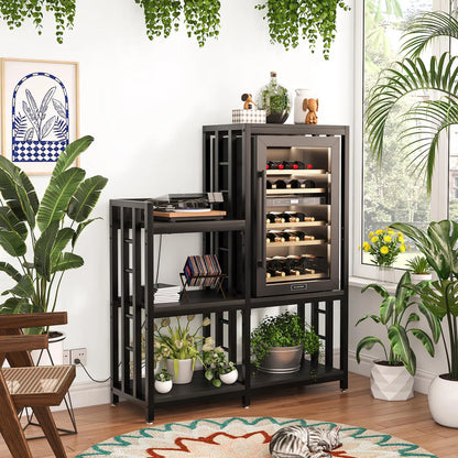 Kitchen Racks: 6-tier adjustable baker’s rack with power outlet for microwave, fridge, and coffee bar in Kitchen or Home Office