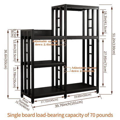 Kitchen Racks: 6-tier adjustable baker’s rack with power outlet for microwave, fridge, and coffee bar in Kitchen or Home Office
