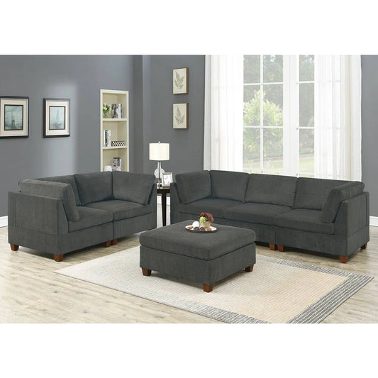 7 Seater Sofa Set: 6-Piece Chenille Modular Sectional Couch for Modern Living Rooms