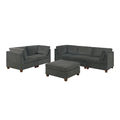 7 Seater Sofa Set: 6-Piece Chenille Modular Sectional Couch for Modern Living Rooms