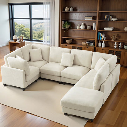 7 Seater Sofa Set:  U-Shaped Upholstered Combination Sofa Set