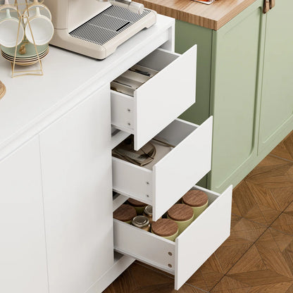 Kitchen Rack: 70.9'' Kitchen Pantry with Microwave Shelf, Charging Station, and LED Lights