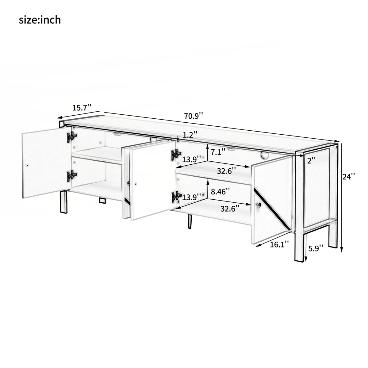 tv panel: 70.9'' Wide Modern tv panel with Open Shelves and Cable Management System
