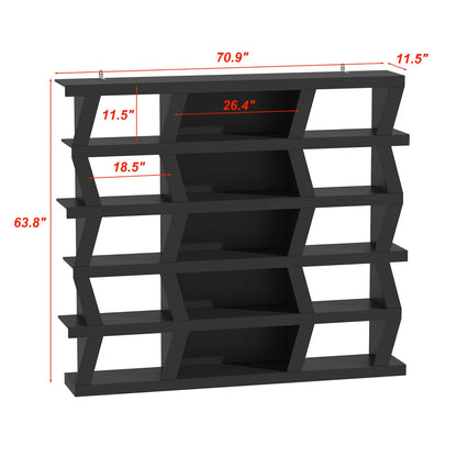 Kitchen Racks: 70.9" W 6-Layer Kitchen Rack Made of Black Wood