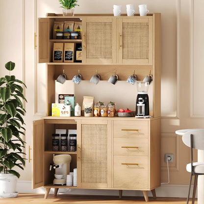 Microwave Stands: Multifunctional Kitchen Cabinet with Microwave Rack – Modern Microwave Stands with Charging Station, Drawers & Doors