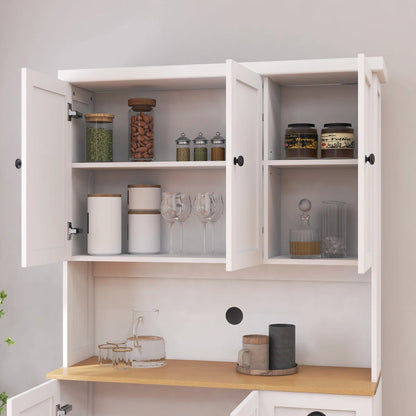 Microwave Stands: 71" Kitchen Hutch with Storage & Microwave Shelf