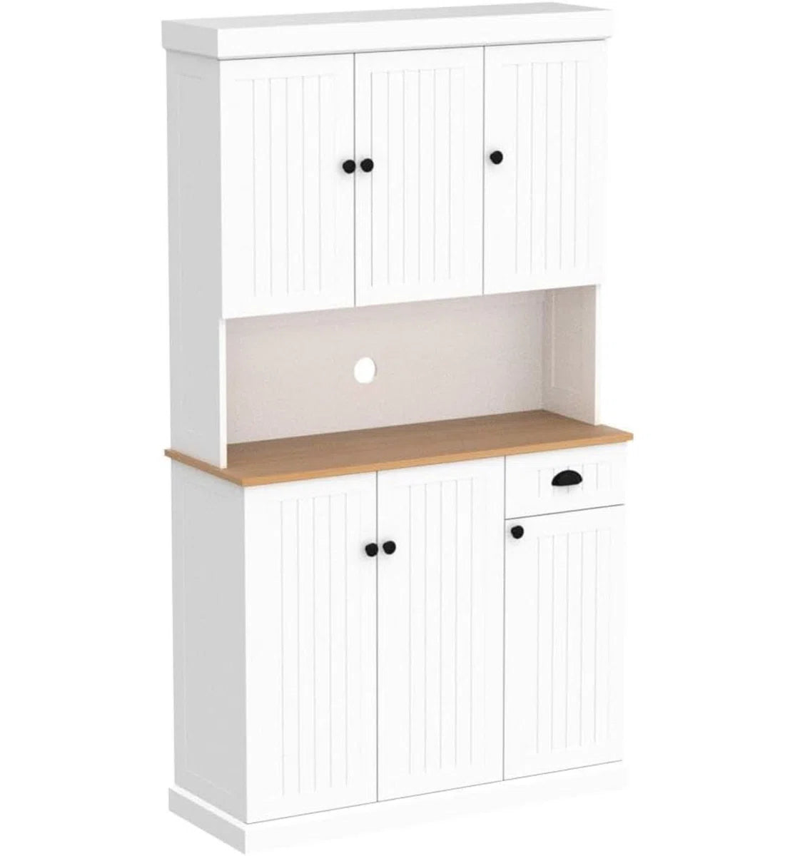 Microwave Stands: 71" Kitchen Hutch with Storage & Microwave Shelf