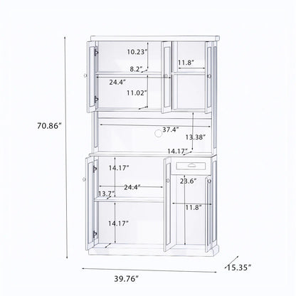 Microwave Stands: Black Microwave Stands – 71" Pantry Hutch Cabinet with Adjustable Shelves