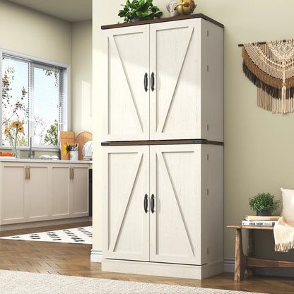 Microwave Stands: Tall Kitchen Pantry Cabinet with Adjustable Shelf and 12 Door Shelves