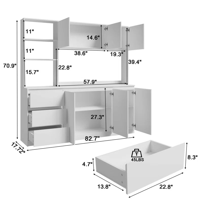 Microwave Stands : 71" Tall Large Kitchen Pantry Microwave Stands