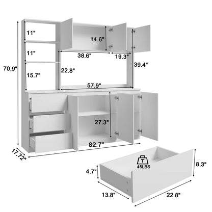 Microwave Stands : 71" Tall Large Kitchen Pantry Microwave Stands