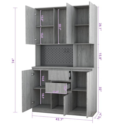 Microwave Stands: 74" Kitchen Pantry with Microwave Stands