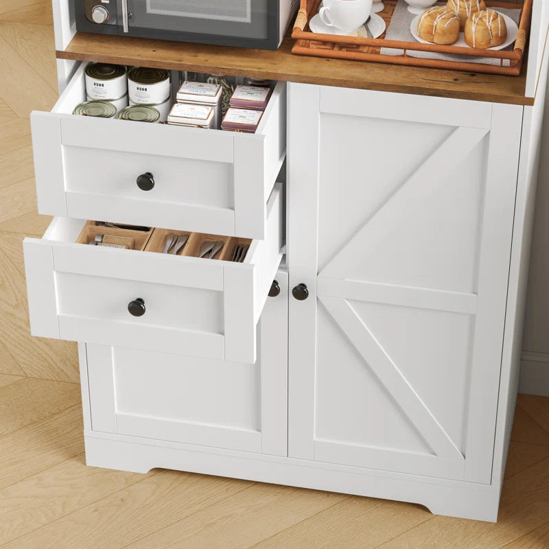 Microwave Stands: 75.2" Kitchen Pantry Organizer Cabinet with Hutch