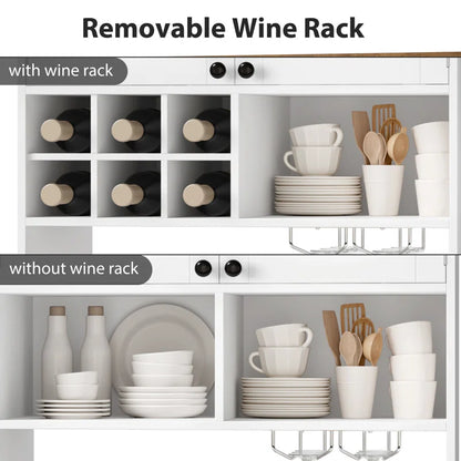 Microwave Stands: 75.2" Kitchen Pantry Organizer Cabinet with Hutch