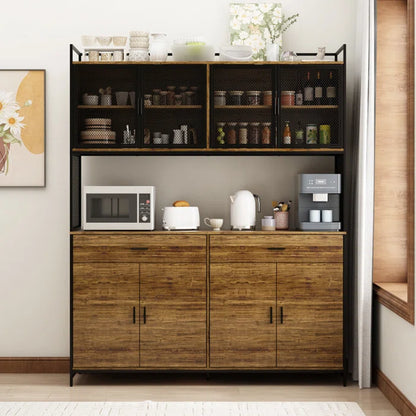 Microwave Stands :"77.4-Inch" Kitchen Storage Cabinet with Microwave Stand