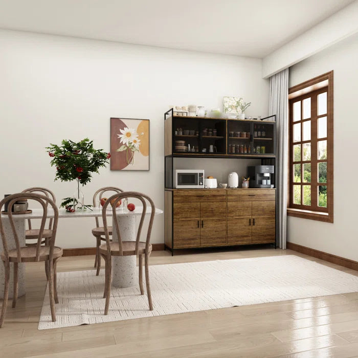 Microwave Stands :"77.4-Inch" Kitchen Storage Cabinet with Microwave Stand
